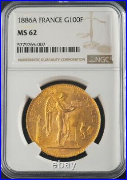 1886, France (3rd Republic). Large Gold 100 Francs Coin. (33.26gm!) NGC MS-62