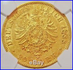 1888 A Gold German State Prussia 20 Mark Friedrich III Coin Ngc About Unc 55