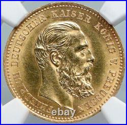 1888 A PRUSSIA Germany KING FRIEDRICH III Antique Gold 10 Mark Coin NGC i89086