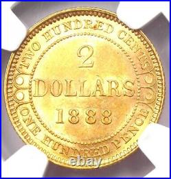 1888 Canada Newfoundland Victoria Gold $2 Coin Certified NGC AU58