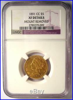 1891-CC Liberty Gold Half Eagle $5 Coin NGC XF Details Rare Carson City