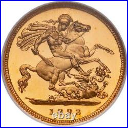 1893 Proof 1/2 Half Gold Sovereign Coin. NGC PF64 Cameo. Victoria veiled head