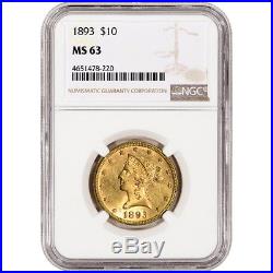 1893 US Gold $10 Liberty Head Eagle NGC MS63