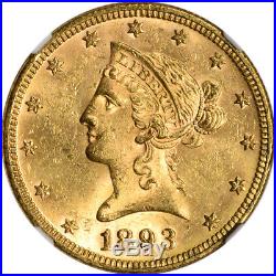 1893 US Gold $10 Liberty Head Eagle NGC MS63