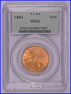1894 $10 Gold Liberty Head Eagle Gold Coin PCGS MS62 OGH Old green label holder