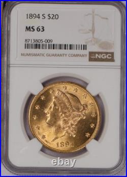 1894-S Gold Liberty Head $20 NGC MS63