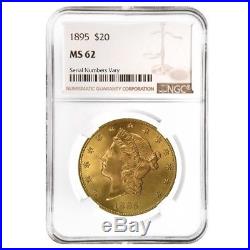 1895 $20 Liberty Head Double Eagle Gold Coin NGC MS 62
