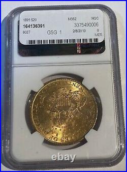 1895 Gold Liberty Double Eagle MS62 Coin, Incredible Lustre &Toning No Reserve