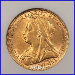 1896 Great Britain Sovereign Gold Coin NGC AU 50 0.2355 AGW SKU-G4337