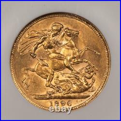 1896 Great Britain Sovereign Gold Coin NGC AU 50 0.2355 AGW SKU-G4337