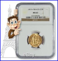 1897A Gold 20 Franc NGC MS63 - Lucky Angel Coin (#10013)