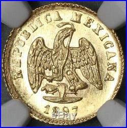 1897/6-Go NGC MS 63 Mexico Gold 1 Peso Coin RARE Only 4k Minted (19032902C)