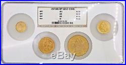 1897 US Liberty Head Quarter, Half, Full, Double Eagle NGC MS62 Gold Coin Set