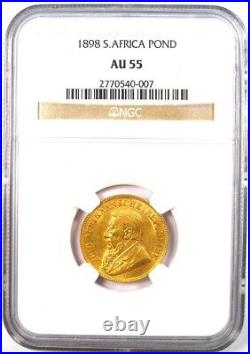 1898 South Africa Zar Gold Pond Coin. Certified NGC AU55 Rare Gold Coin