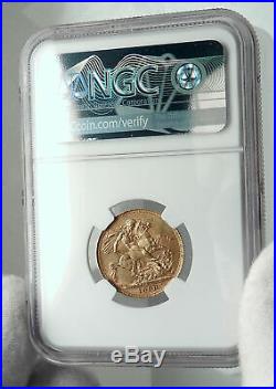 1899 GREAT BRITAIN UK Queen Victoria Gold Sovereign Coin St George NGC i79704
