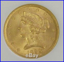 1899 Gold $5 Liberty Head Ngc Mint State 63 Half Eagle Coin
