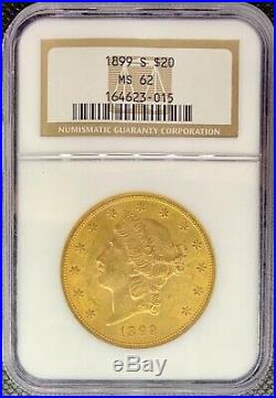 1899-S $20 Liberty Head Gold Double Eagle MS62 NGC Rare Mint Mark MINT Coin