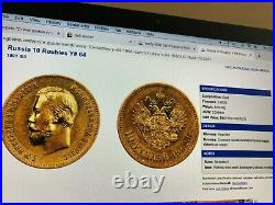 1901 O3 Russia 10 Roubles Gold Coin NGC AU 53