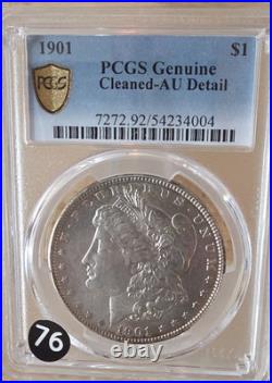 1901-P Morgan Silver Dollar PCGS-Graded/Gold Shield AU Detail Historic Free Ship