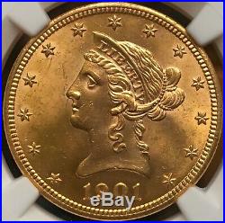 1901 Us $10 Liberty / Coronet Head Gold Eagle Uncirculated Ngc Coin