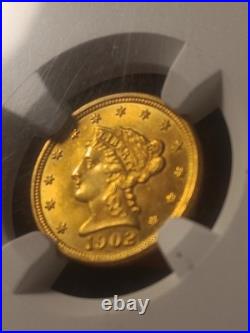 1902 $2.50 Liberty Head Quarter Eagle Gold Coin NGC MS63