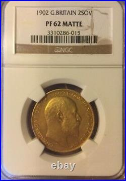 1902 2 Sovereign Ngc Pf62 Matte King Edward VII Gold 2 Pound Sovereign Coin