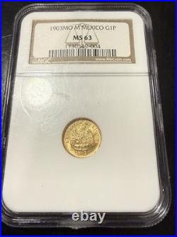 1903MO M Mexico G1P. Gold 1 Peso Coin NGC MS63