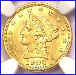 1903 Liberty Gold Quarter Eagle $2.50 Coin NGC MS61 (BU UNC) Rare Coin