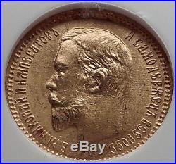 1903 NICHOLAS II RUSSIAN Czar 5 Roubles Gold Coin of Russia NGC MS 66 i60332