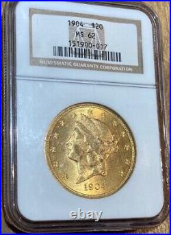 1904 St. Gaudens Liberty Head DoubleEagle Gold Coin MS62 Dark Toning No Reserve