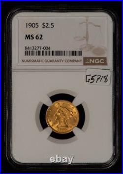 1905 G$2.50 Liberty Head Gold Quarter Eagle Frosty NGC MS 62 SKU-G5718