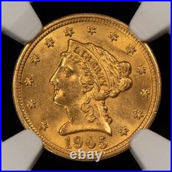 1905 G$2.50 Liberty Head Gold Quarter Eagle Frosty NGC MS 62 SKU-G5718