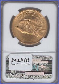 1907 $20.00 Saint Gaudens Gold Coin Ngc Certified Ms60 Total Undergraded Coin