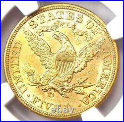 1907-D Liberty Gold Half Eagle $5 Coin Certified NGC AU58 Rare Gold Coin