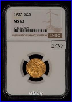 1907 G$2.50 Liberty Head Gold Quarter Eagle Frosty NGC MS 63 SKU-G5719