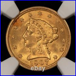 1907 G$2.50 Liberty Head Gold Quarter Eagle Frosty NGC MS 63 SKU-G5720
