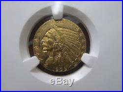1909 5 Dollar Indian Gold Coin In Ngc Ms61 Uncirculated Condition