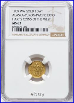 1909 Alaska-Yukon-Pacific Expo Gold 1 DWT, MS62 NGC, Hart's Coins of the West