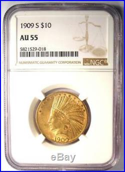 1909-S Indian Gold Eagle $10 (San Francisco Coin) Certified NGC AU55 Rare