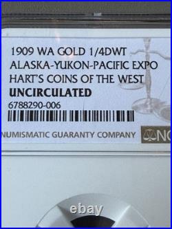 1909 WA Gold 1/2 DWT Alaska-Yukon-Pacific Expo Hart's Coins of the West NGC