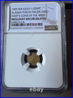 1909 WA Gold 1/2 DWT Alaska-Yukon-Pacific Expo Hart's Coins of the West NGC