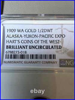 1909 WA Gold 1/2 DWT Alaska-Yukon-Pacific Expo Hart's Coins of the West NGC