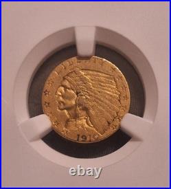 1910 Indian Head $2.5 Quarter Eagle Gold Ngc Au55