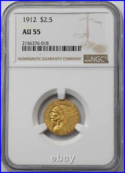 1912 $2.5 NGC AU55 Gold Indian head Quarter Eagle NG1930 combine shipping