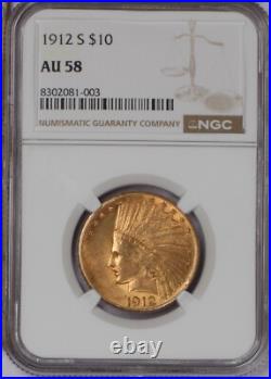 1912-S Gold Indian $10 NGC AU58. Scarcer San Francisco Mint 1912-S Gold Indian $10 NGC AU58. Scarcer San Francisco Mint