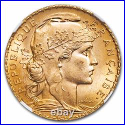 1913 France Gold 20 Francs Rooster MS-64 NGC SKU#281698