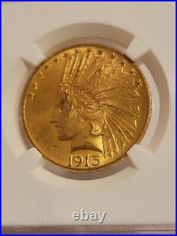 1913 NGC MS62 $10 Ten Dollar Gold Indian Head Coin PQ+++