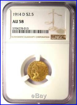 1914-D Indian Gold Quarter Eagle $2.50 Coin Certified NGC AU58 Rare Coin