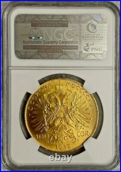 1915 Austria 100 Corona Restrike Gold Coin NGC MS 66