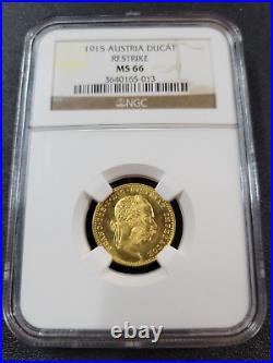 1915 Austria Ducat Restrike Gold Coin NGC MS66 Certified Gem BU